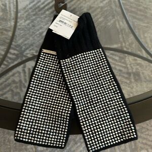 NWT MICHAEL KORS Black Studded Fingerless Gloves